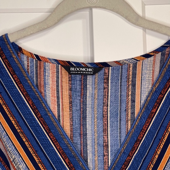 Bloomchic Striped Contrast Dolman Sleeve Flutter Dress - Picture 2 of 3